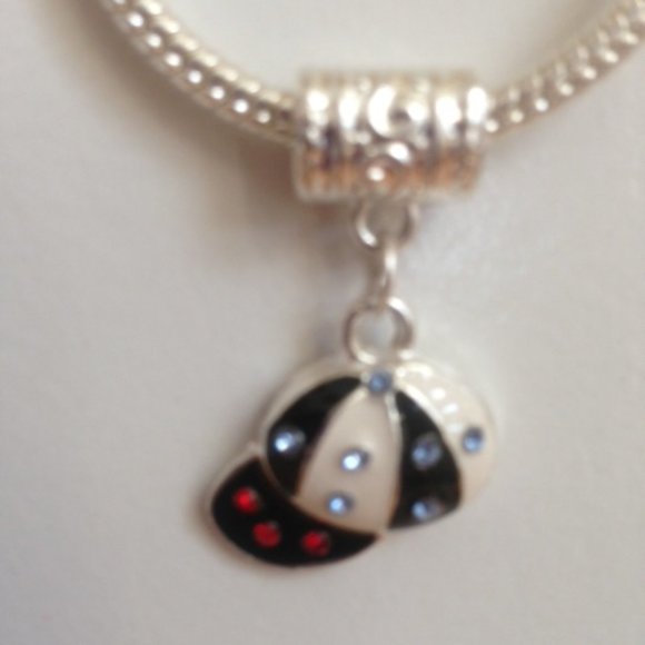 'BASEBALL HAT" Silver Plated Dangling Charm For European Style Charm Bracelets - Picture 5 of 5